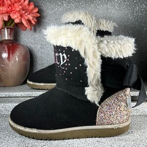 Juicy Couture ‘Burbank’ Faux Fur & Suede Boots Winter Bling Size 13